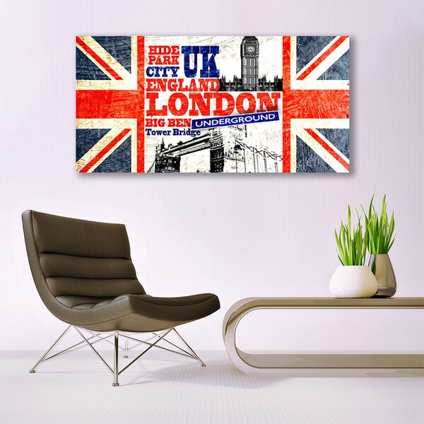 Tablou pe panza canvas Londra Flag Arta Albastru Alb Roșu Gri
