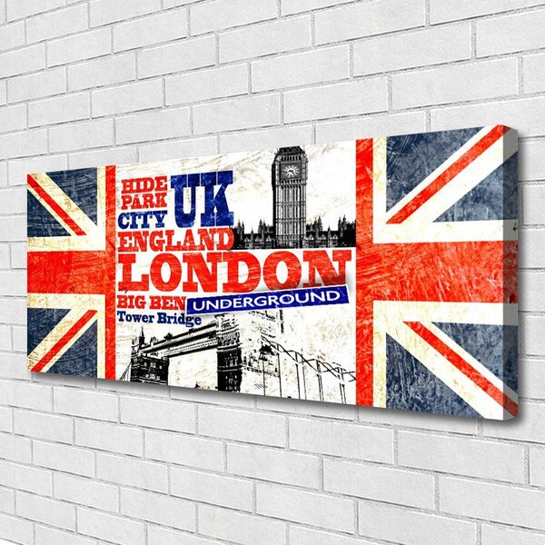 Tablou pe panza canvas Londra Flag Arta Albastru Alb Roșu Gri