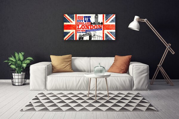 Tablou pe panza canvas Londra Flag Arta Albastru Alb Roșu Gri