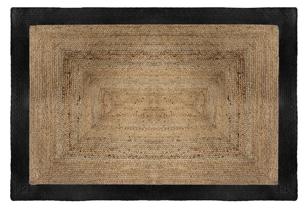 Covor dreptunghiular din iută, 120 x 170 cm, împletit, cu chenar negru