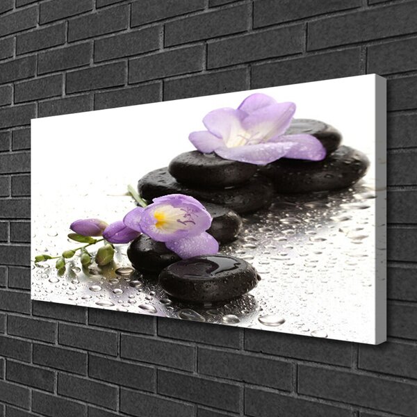 Tablou pe panza canvas Pietrele de flori Arta roz negru