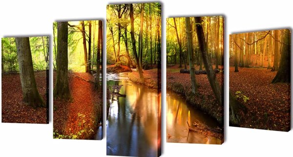 Set de tablouri din pânză cu temă pădure 100 x 50 cm