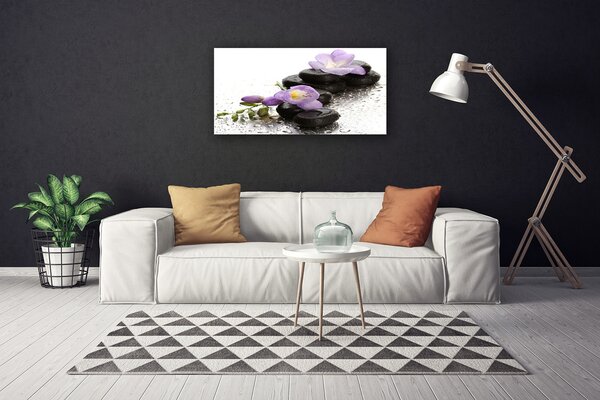 Tablou pe panza canvas Pietrele de flori Arta roz negru