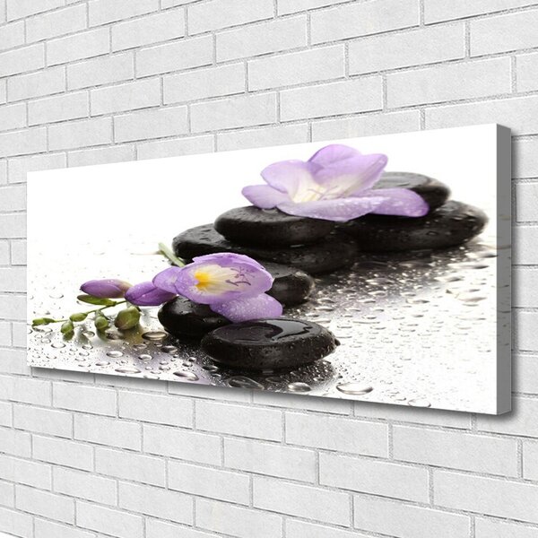 Tablou pe panza canvas Pietrele de flori Arta roz negru