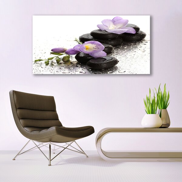 Tablou pe panza canvas Pietrele de flori Arta roz negru