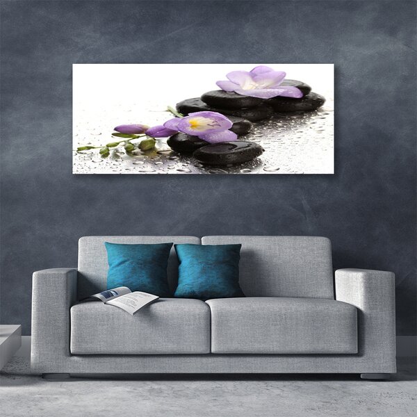 Tablou pe panza canvas Pietrele de flori Arta roz negru