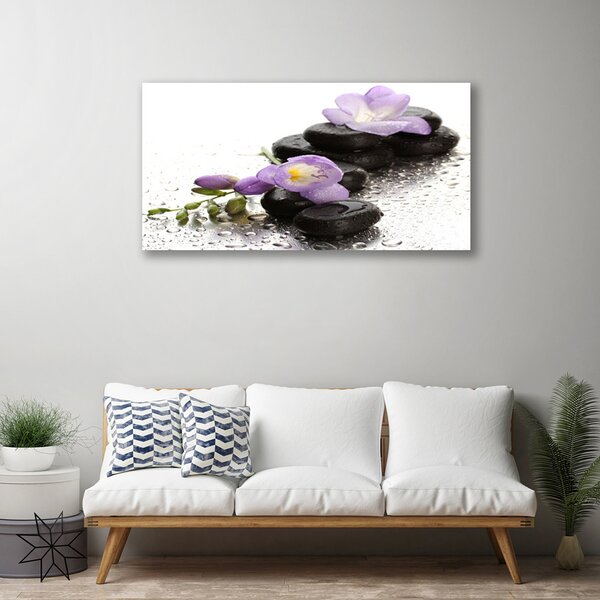 Tablou pe panza canvas Pietrele de flori Arta roz negru