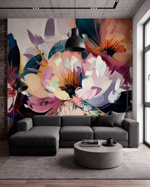 Tapet Florile mari sunt pictate în ulei, Fototapet Acuarelă, w07940 : Uwalls.ro