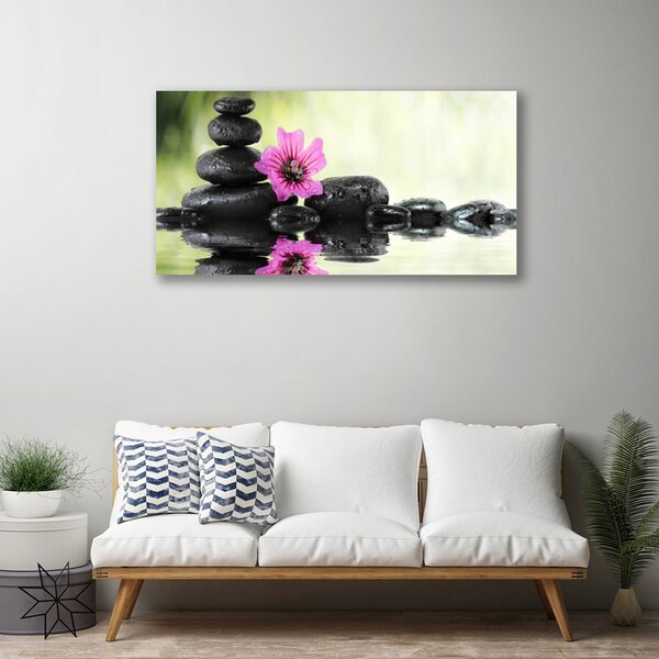 Tablou pe panza canvas Pietrele de flori Arta roz negru