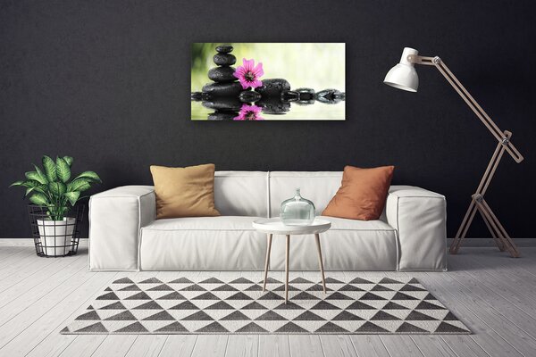Tablou pe panza canvas Pietrele de flori Arta roz negru