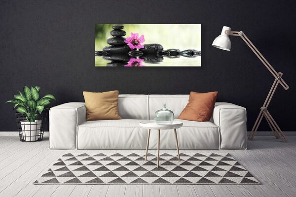 Tablou pe panza canvas Pietrele de flori Arta roz negru