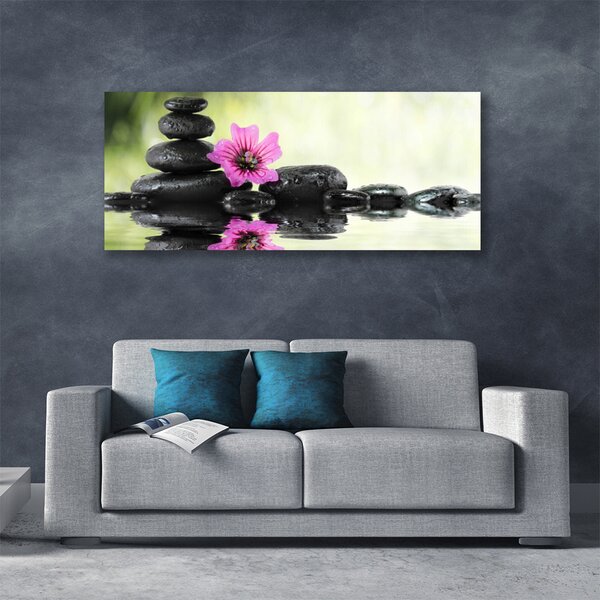 Tablou pe panza canvas Pietrele de flori Arta roz negru