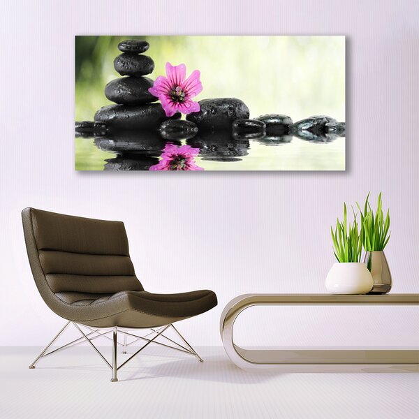 Tablou pe panza canvas Pietrele de flori Arta roz negru
