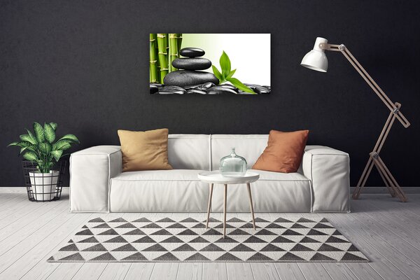 Tablou pe panza canvas Bamboo coceni de pietre Arta Verde Negru