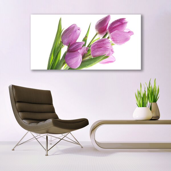 Tablou pe panza canvas Lalele Floral Roz Verde
