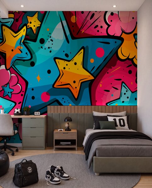 Tapet Graffiti, Fototapet în stil graffiti și artă stradală, w01063 : Uwalls.ro