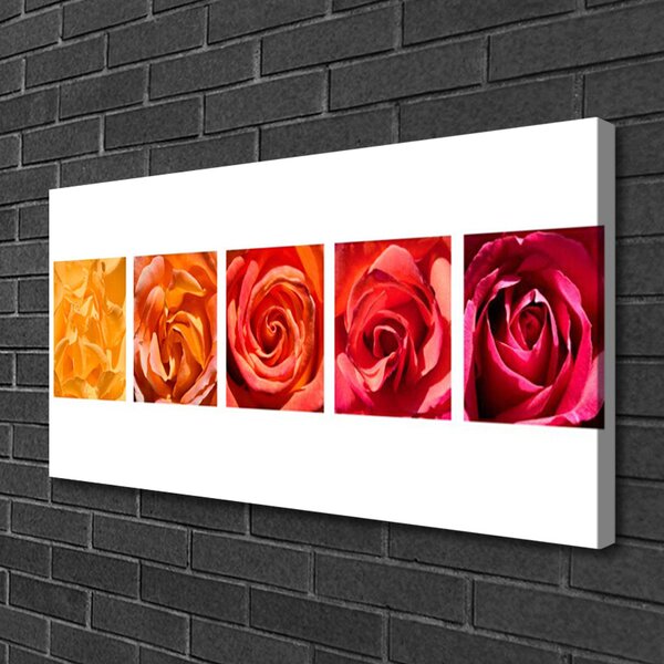 Tablou pe panza canvas Trandafiri Floral Galben Portocaliu Roșu
