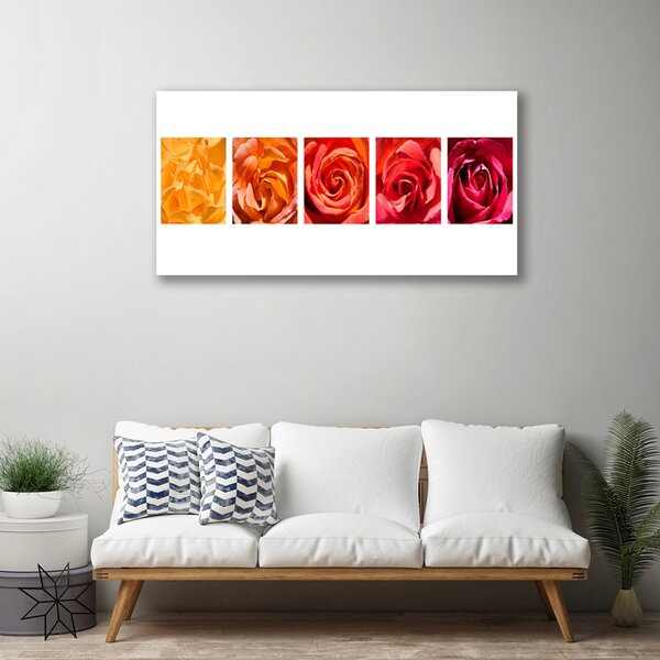 Tablou pe panza canvas Trandafiri Floral Galben Portocaliu Roșu
