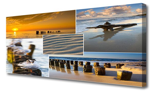 Tablou pe panza canvas Ocean Beach Peisaj Galben Albastru Gri