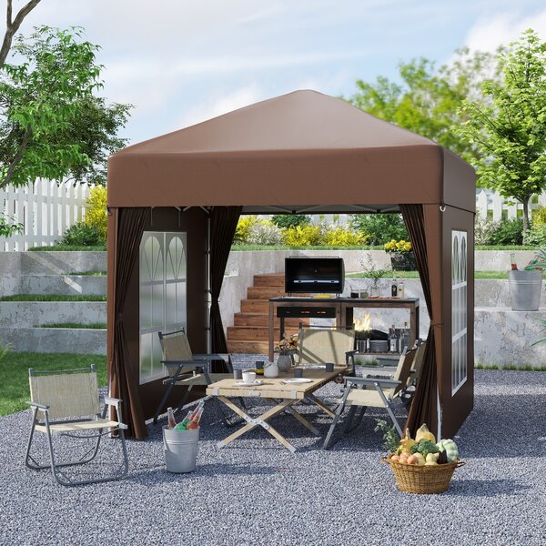 Outsunny Pavilion Pop-up Impermeabil cu 4 Pereți Detașabili și Geantă de Transport, 2x2x2.4 m, Maro | Aosom Romania