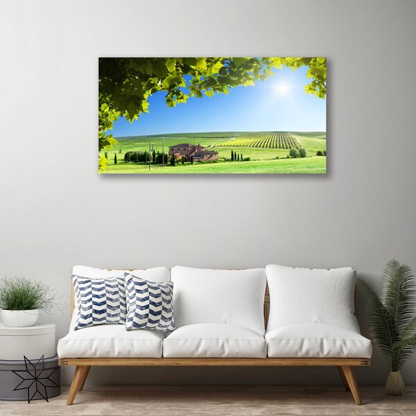 Tablou pe panza canvas Câmp Frunze Peisaj Verde Maro