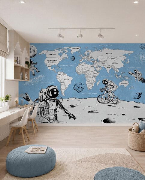 Tapet Astronauții explorează un univers capricios, Fototapet Spaţiu, w00473 : Uwalls.ro