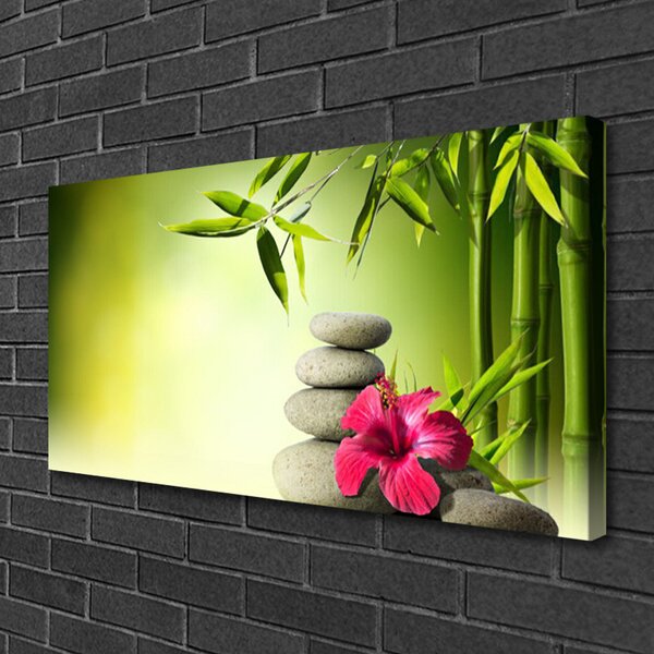 Tablou pe panza canvas Bamboo Tub flori Stones Floral Verde Roșu Gri