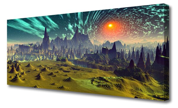 Tablou pe panza canvas Rezumat Arta Verde Galben Albastru Maro