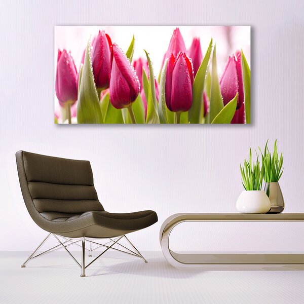 Tablou pe sticla Lalele Floral Red