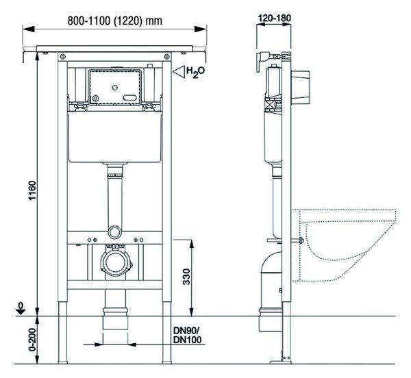 Mereo, Modul WC Mereo pentru instalare uscată, pentru gips-carton (instalare pe bază), MER-MM03N