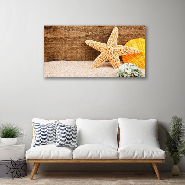 Tablou pe panza canvas Scoici nisip seastar Art Brun Galben Gri