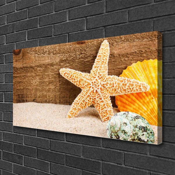 Tablou pe panza canvas Scoici nisip seastar Art Brun Galben Gri