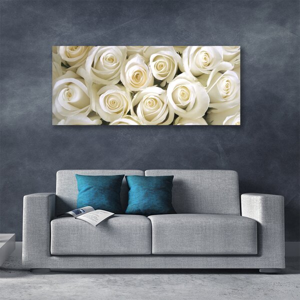 Tablou pe panza canvas Trandafiri Floral Alb