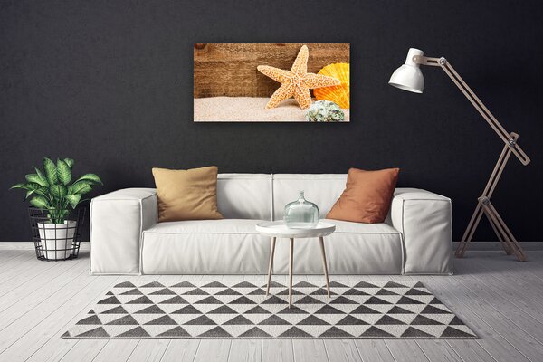Tablou pe panza canvas Scoici nisip seastar Art Brun Galben Gri