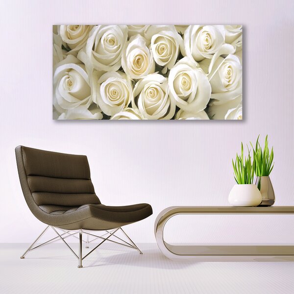 Tablou pe panza canvas Trandafiri Floral Alb