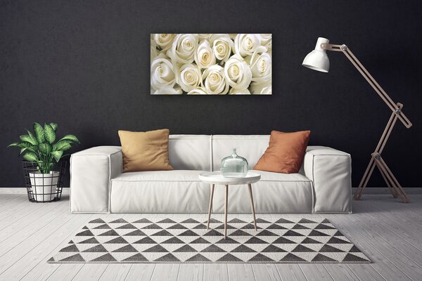 Tablou pe panza canvas Trandafiri Floral Alb