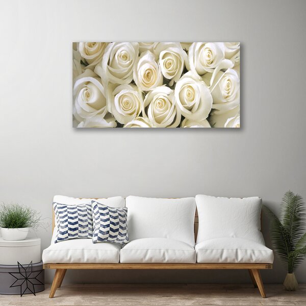 Tablou pe panza canvas Trandafiri Floral Alb