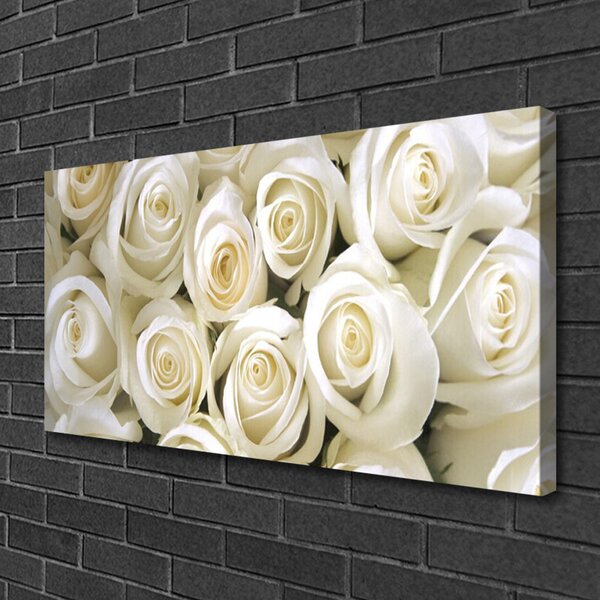Tablou pe panza canvas Trandafiri Floral Alb