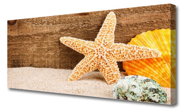 Tablou pe panza canvas Scoici nisip seastar Art Brun Galben Gri