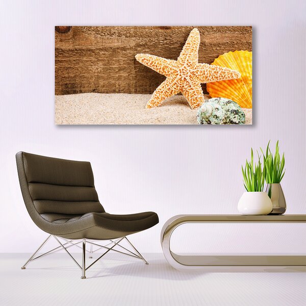 Tablou pe panza canvas Scoici nisip seastar Art Brun Galben Gri