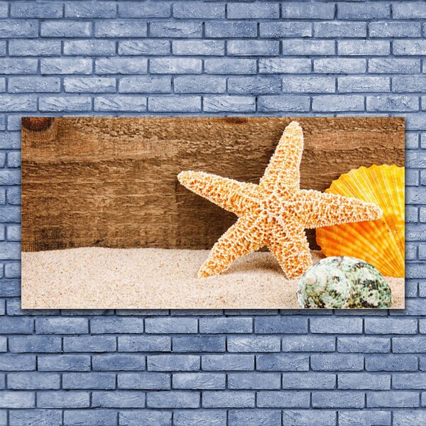 Tablou pe panza canvas Scoici nisip seastar Art Brun Galben Gri
