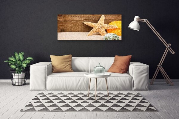 Tablou pe panza canvas Scoici nisip seastar Art Brun Galben Gri