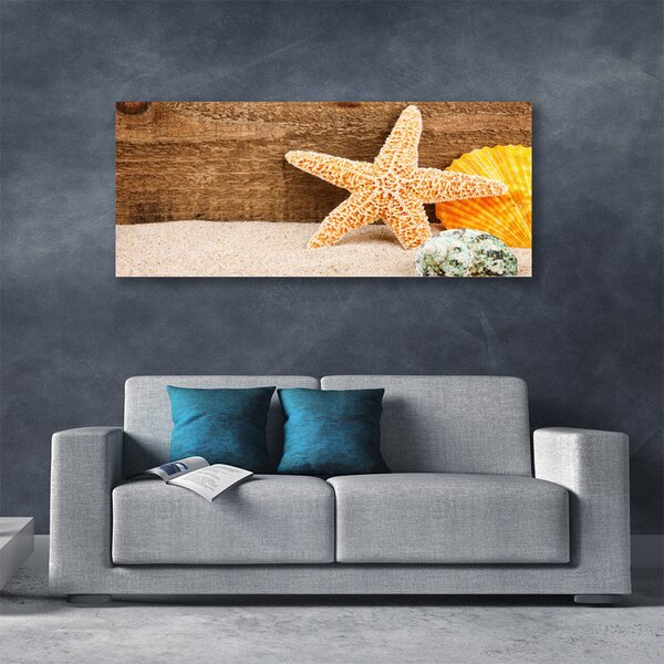 Tablou pe panza canvas Scoici nisip seastar Art Brun Galben Gri