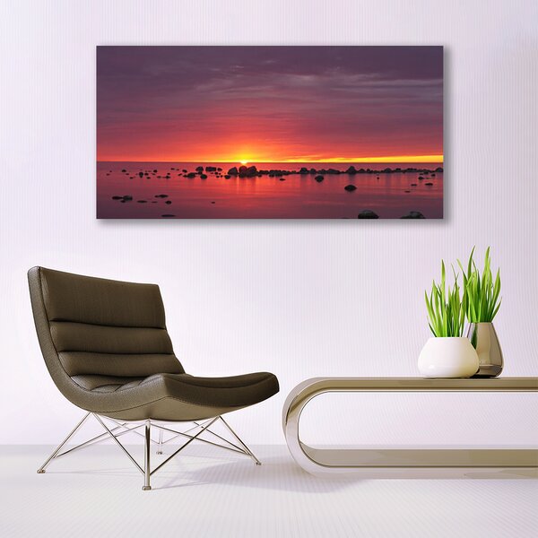 Tablou pe panza canvas Sea Sun Peisaj Galben Gri