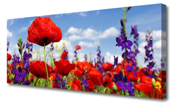 Tablou pe panza canvas Flori Floral Roșu Violet