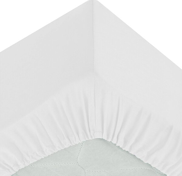 Cearceaf cu bandă elastică, 160 x 200 cm, bumbac, alb
