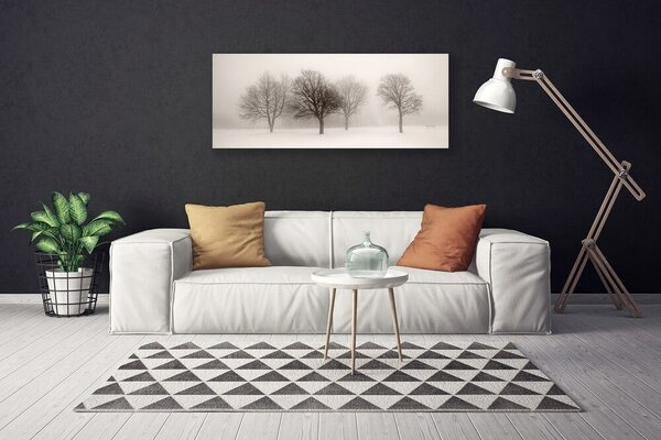 Tablou pe panza canvas Zăpadă Copaci Peisaj Alb Brun