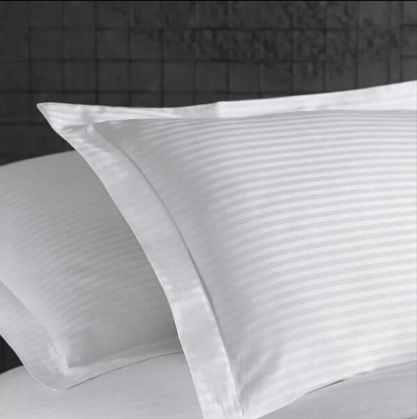 Lenjerie de Pat Damasc Hotelier 100% Bumbac pentru 2 Persoane – Alb