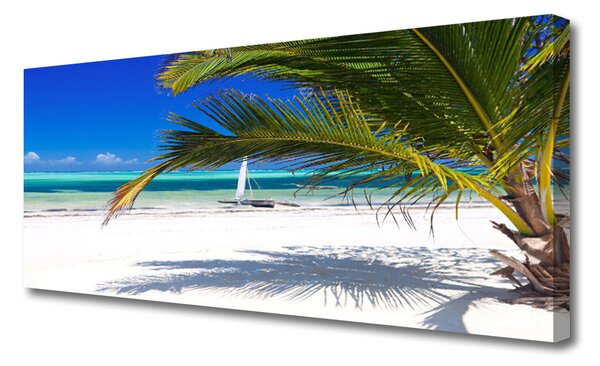 Tablou pe panza canvas Palm Beach Peisaj Alb Brun Verde