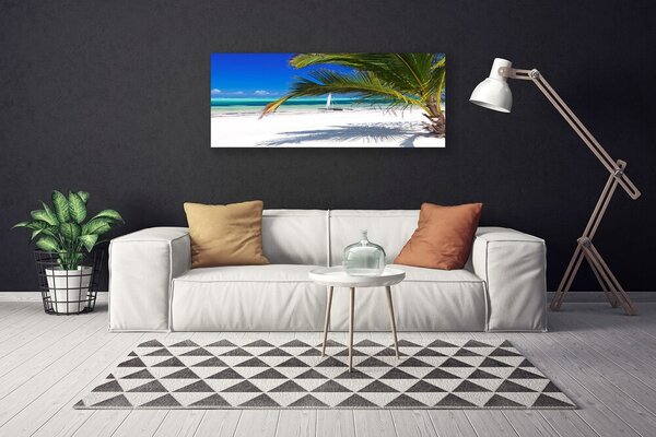 Tablou pe panza canvas Palm Beach Peisaj Alb Brun Verde